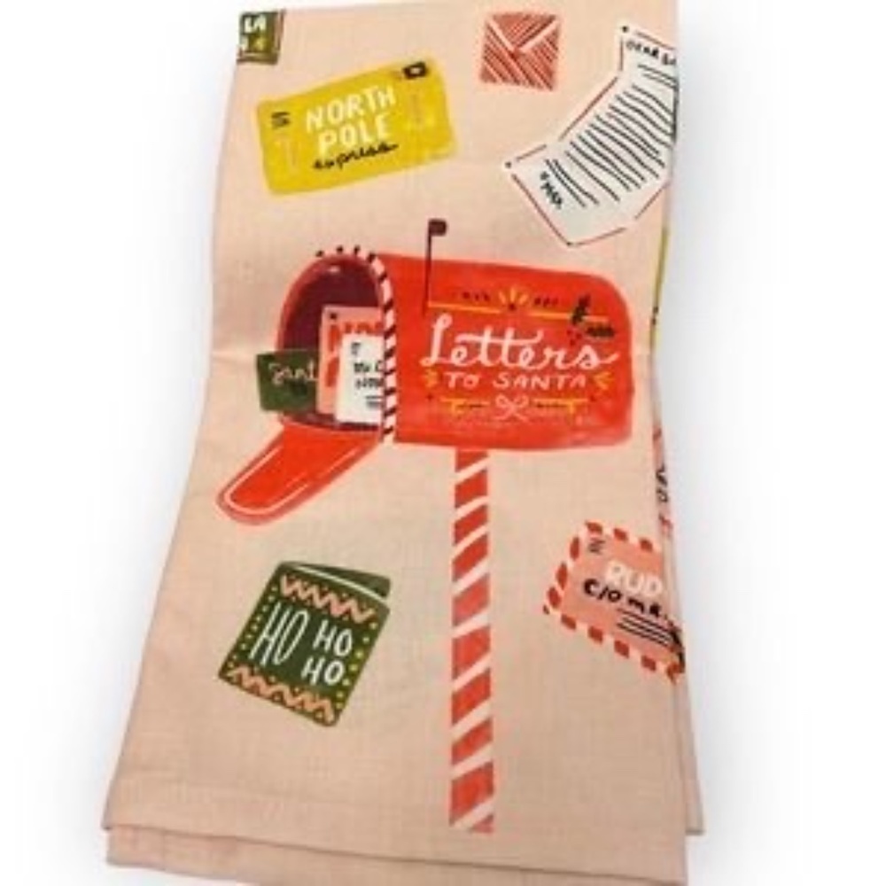 Anthropologie Letters To Santa Christmas Tea Towel - Picture 3 of 4